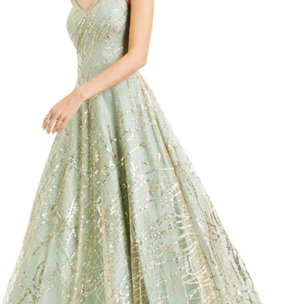 Sage Green/Gold Formal Dress